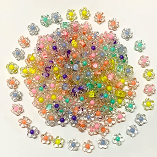 Gocelyn 200 cuentas de flores acrílicas transparentes, mezcla de colores de caramelo cuentas espaciadoras en forma de flor bonitas cuentas Kawaii encantadoras para manualidades fabricación de joyas Cover