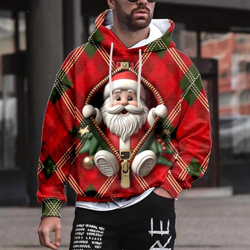 Christmas Hoodies for Men Santa Claus 3D Print Sweatshirts Funny Novelty Graphic Pullover Tops Casual Cool Shirts2