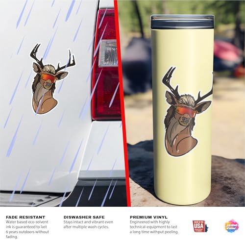 Image of Deer Mullet Sticker (2Pack) Large 5 inch - Waterproof Hunting Stickers - Deer Stickers are Used for Cars, Bumper, Truck, Laptop, Water Bottles