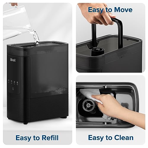Image of Levoit 6L Smart Warm & Cool Mist Humidifiers for Home Bedroom,60H Runtime & Auto Customized Humidity for Large room,Schedule,Easy Top Fill,Essential Oil Diffuser,Whisper-Quiet,Handle,Black (Pack of 2)