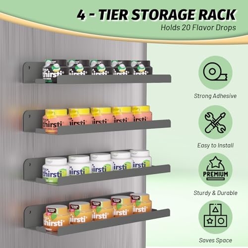 Image of 4 Pack Flavor Pods Holder Compatible with Ninja Thirsti,Magnetic Spice Rack Organizer for Refrigerator and Oven,Kitchen Organizers and Storage (Grey)