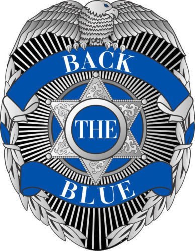 Back The Blue Badge- Blue Line Decal Vinyl StickerWindow Decal Vinyl Sticker 4"