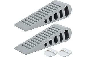 JQK Rubber Door Stopper Wedge, Grey 2 Pack Soft TPR Premium Carpet...