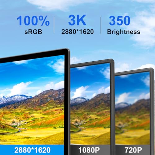 Image of 15.6 Inch 3K Touchscreen Portable Monitor, IPS 2880 * 1620,100% sRGB Mobile Monitor Eye Care Game Display Built USB-C /HDMI /Mini DP with Folding Kickstand for PC,Laptop,Game Console