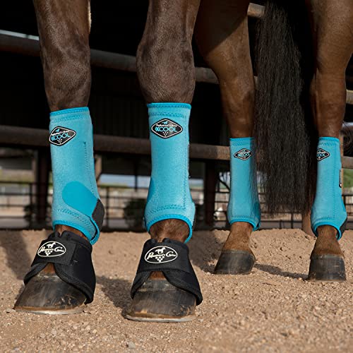 Professional's Choice 2Xcool Sports Medicine Horse Boots | Protective & Breathable Design For Ultimate Comfort, Durability & Cooling In Active Horses | Value 4 Pack | Medium Pacific Blue #TOP1