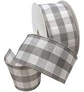 Morex Ribbon Wired Taffeta Cambridge Ribbon, 2.5 inch by 50 Yards, Gray, 7398.60/50-631