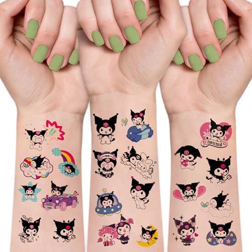 Amazon.com : 60Pcs Kuromi Temporary Tattoos Gift For Fan Birthday Party ...
