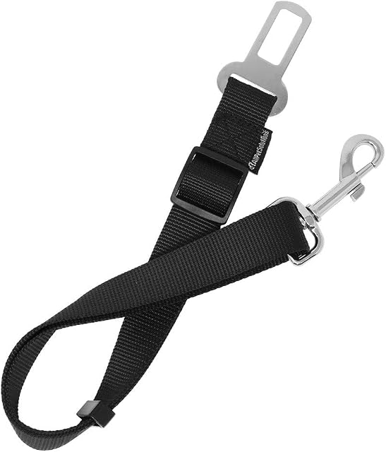 All Pet Solutions Dog/Cat Seat Belt Car Vehicle Safety Adjustable Travel Lead for Harness or Collar (Single, Black)