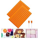 Huinsh 126 Cavity Square Candy Mold Silicone Gummy Molds for Caramels Chocolate Ice Cube Jelly Truffles Pralines（Orange）