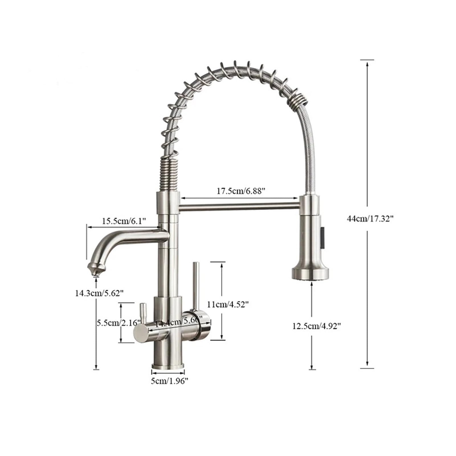 Cocina Filtración de Agua purificada Grifo Dual Mango Dual Agua Potable fría y fría El Grifo de purificación de mezcladora montada en la encimera (níquel b)