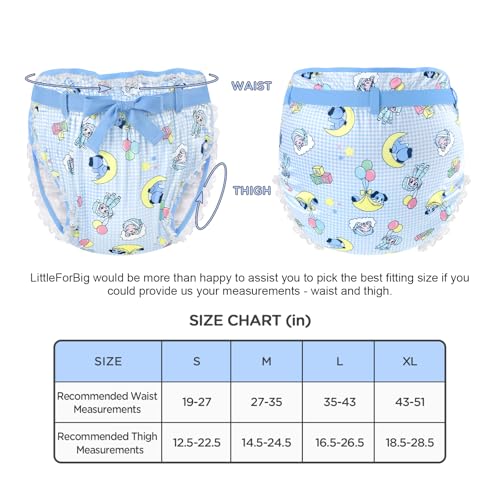 Image of Littleforbig Silky Adult Ribbon Omutsu Diaper Wrap Cover Washable Adjustable Reusable Waterproof - Little Blue S