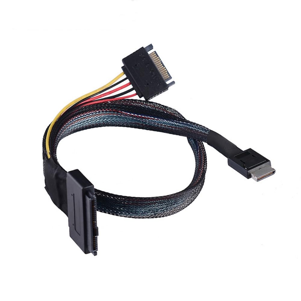 KAGAUOAS Mini SAS Cable for Oculinks PCIe 4.0 SFF-8611 4i 38pin Host to SFF-8639 Target U.2 Cable, 50cm, with SATA Power Cable