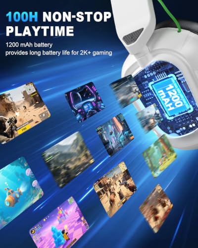 Image of Wireless Gaming Headset for PC, PS5, PS4, Switch & Mac, 2.4GHz Ultra-Low Latency & Bluetooth Gaming Headphones with Noise Canceling Mic, 3D Stereo Lossless Audio for Nintendo 64 Accessories