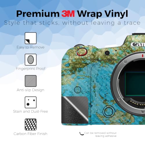Image of Carbon Fiber Camera Skin Compatible with Canon EOS R5C (2022) - Teal Marble - Premium 3M Vinyl Protective Wrap Decal Cover - Easy to Apply | Crafted in the USA by MightySkins