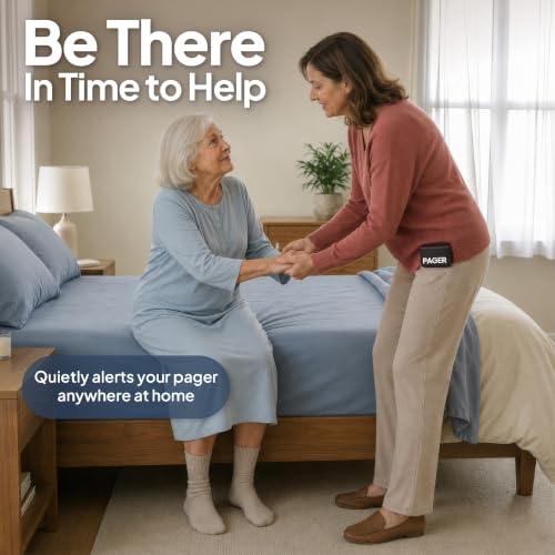 Image of Smart Caregiver Bed Exit Alarm with Wireless Pager - Early Alert Fall Prevention for Seniors and Elderly - Weight Sensing Bed Pad Alerts Caregiver When They Get Up - USA Company and Customer Service