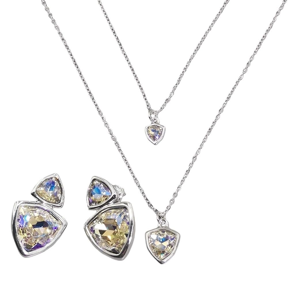 Orecchini di cristallo colorati Collana multistrato Gioielli da donna