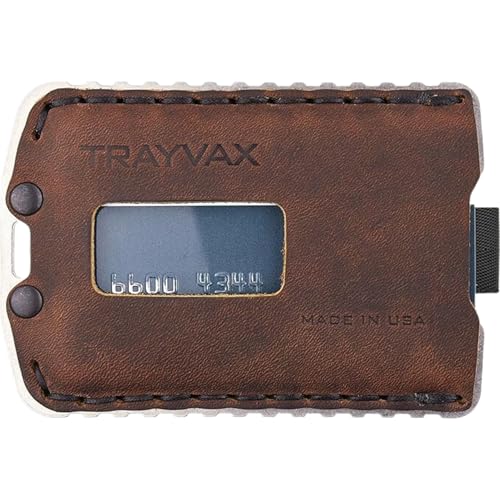 Trayvax Ascent Wallet, RFID Front Pocket Money and Credit Card Holder, Minimalist Slim Leather Metal Wallet for Men and Women, Raw Mississippi Mud
