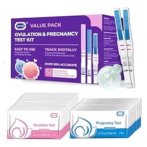 DAVID Ovulation Test Strips, 40 LH Test Strips Ovulation and 12 Pregnancy Tests (Width of 5mm) Fertility Test for Women Powered by DAVID LH Predictor kit Ovulation APP