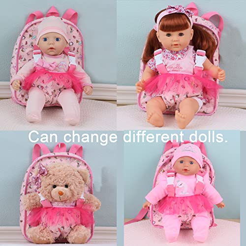 Muñeca bebé suave de 33 cm con accesorios y mochila miniatura 5