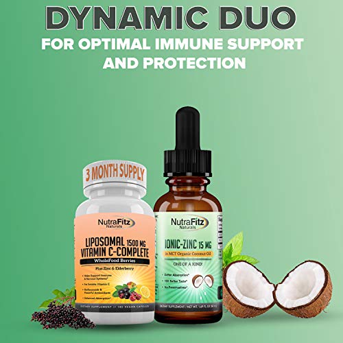 Organic Zinc Sulfate Supplement Vitamins For Adults, Kids, In Liquid Mct Coconut Oil – Pure Ionic Concentrated Mineral Drops - Immune Support Boost- No Preservatives - Great Taste-100 Vegan Servings #TOP6