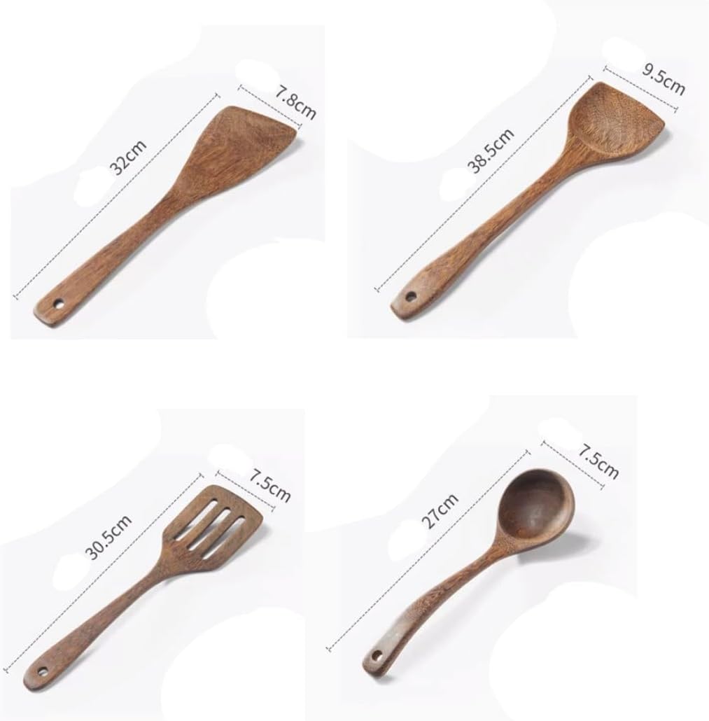 Cooking Spoons Spatulas Wood Gadgets Utensils Kitchen Cookware Bakeware Tools 5 Pieces Sets
