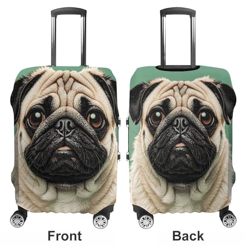 Travel Luggage Cover Elastic Suitcase Protector Anti-Scratch Washable Many Cute Pug Luggage Sleeve Tsa Approved Carry on Covers Baggage Cover Fits 18-32 Inch Luggages3