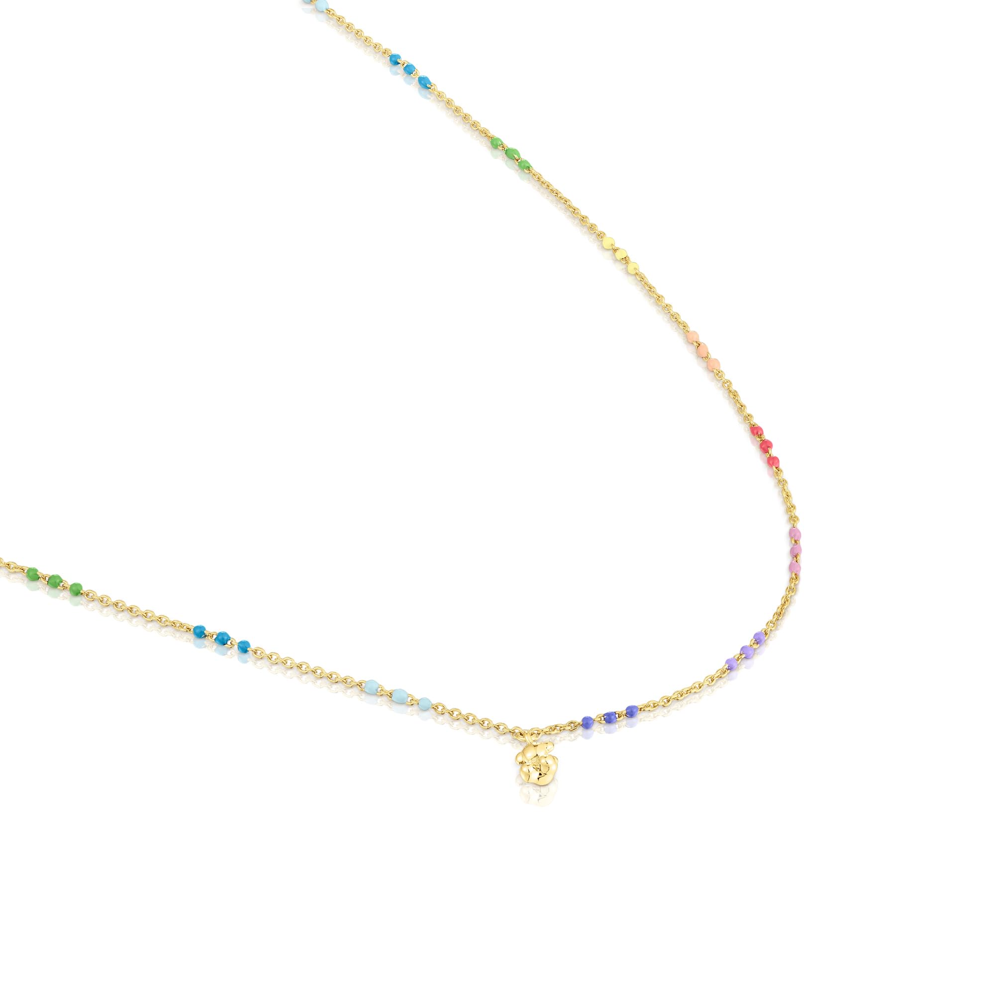 TOUS Collar para Mujer con Baño de Oro 18 Kt sobre Plata de Primera Ley y Esmalte, Colección Bold Bear