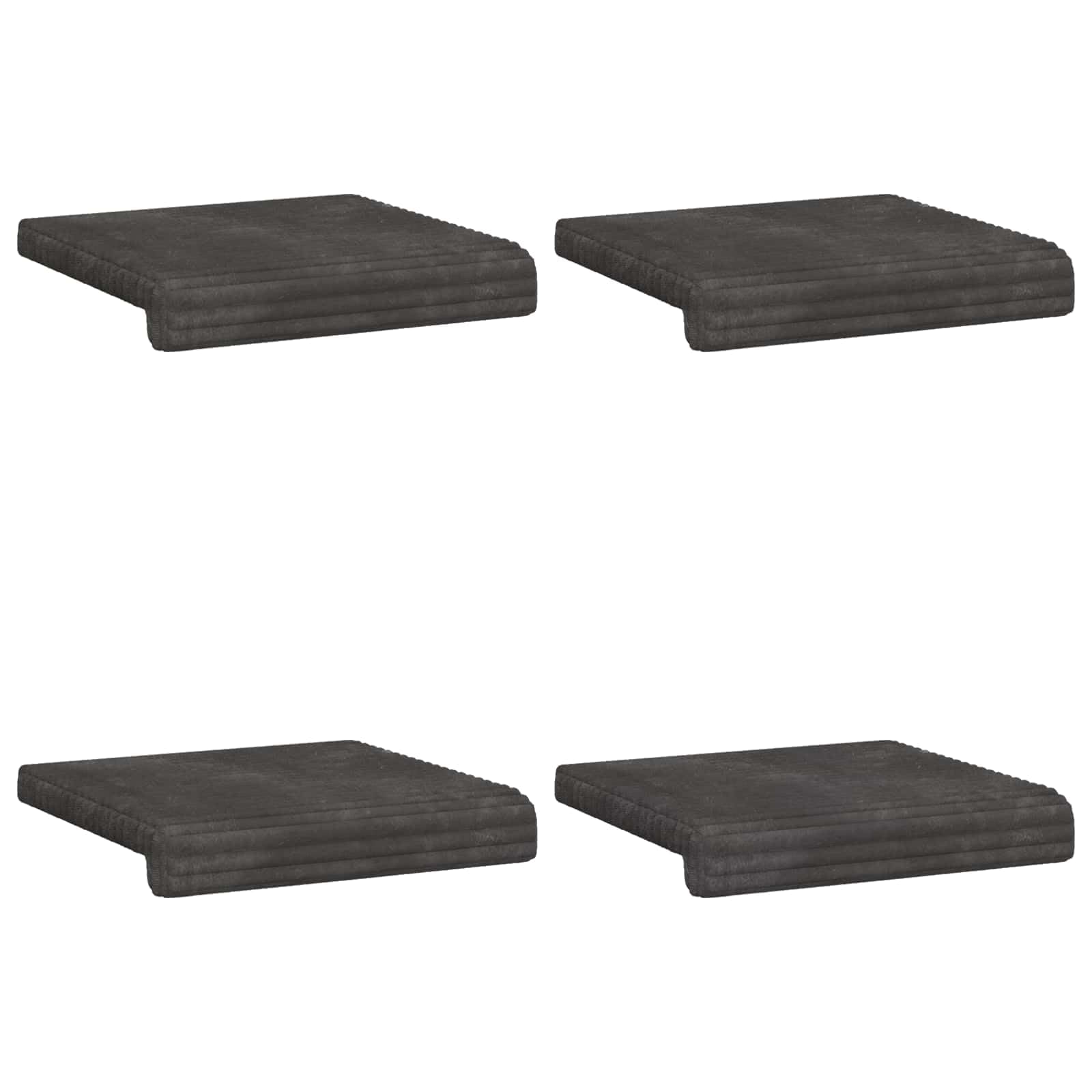 Bankkissen 4 Stück Plüschcord Dunkelgrau Tiefe 35 cm | Schaumstofffüllung, rutschfestes Design, Holzwerkstoffbasis, pflegeleicht mit feuchtem Tuch