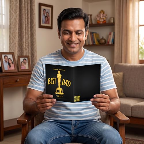 Image of Party Propz Happy Fathers Day Greeting Card - 1 Pc Best Dad Oscar Card for Papa, Best Dad Gifts, Fathers Day Gift, Gifts for Papa (Cardstock)