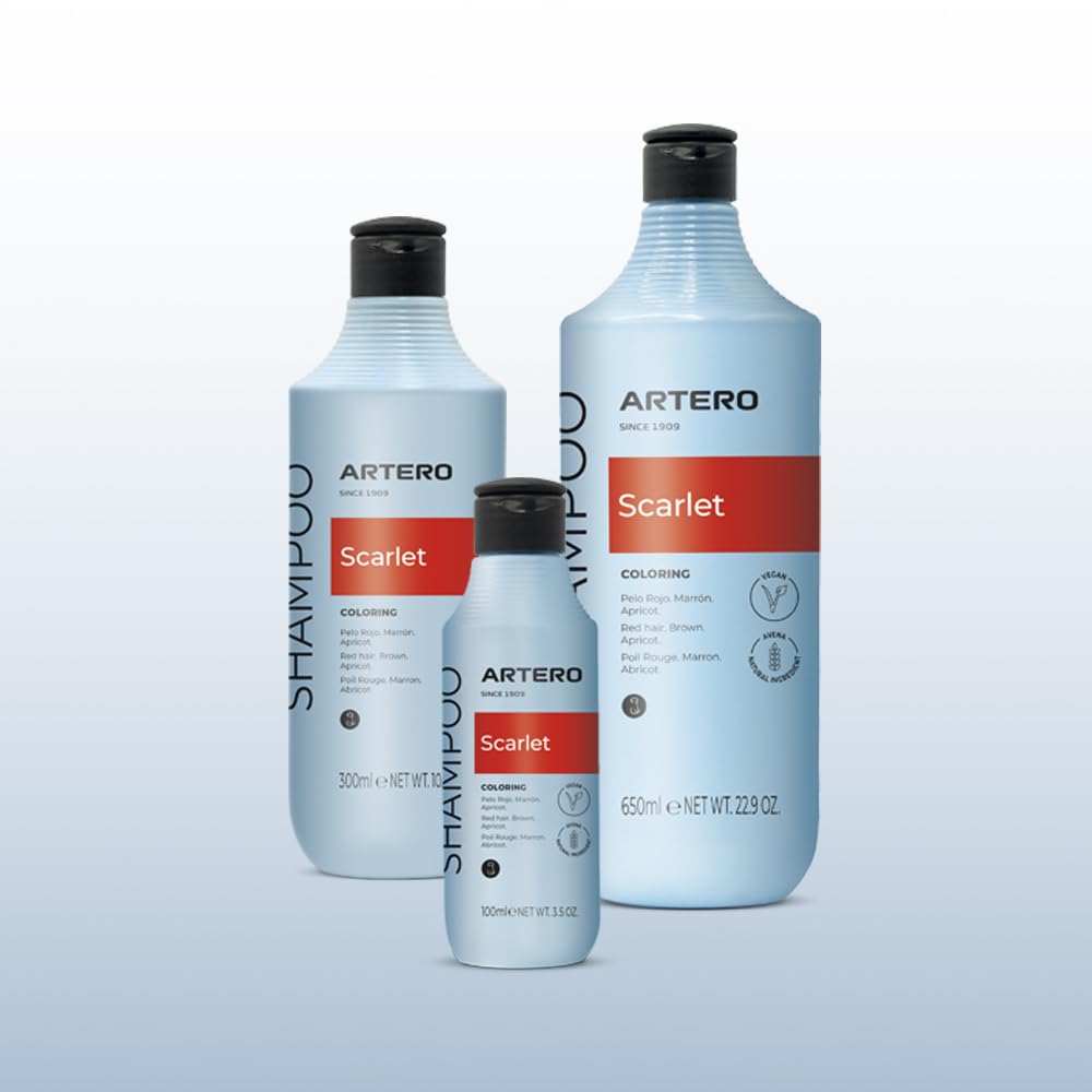 Artero Scarlet. Champú para Perros Intensificador del Color Natural para Pelajes Rojos, Marrones y Chocolate – Brillo Duradero, Hidratación Profunda y Fórmula Suave – con Pigmentos F– 650 ml