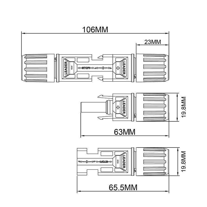 Pair of Solar Connector Solar Solar Plug Cable Connectors (Male and Female) for Solar Panels and Photovoltaic Systems(50 Pair)