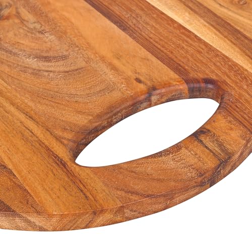 Tabla de Cortar Redonda de Madera Acacia 30x30 cm con Mango miniatura 5