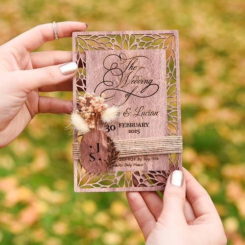 Trendprintstore Floral Wooden Wedding Invitations & Gypsophila Flowers thumb #7