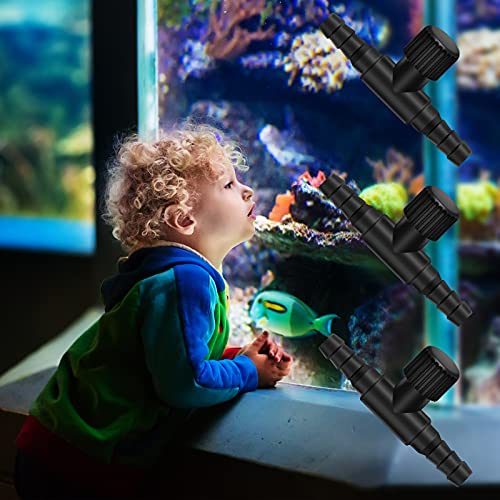 Image of Honoson 30 Pieces Aquarium Air Control Valve T Shaped Air Pump Control Valves Single Way Plastic Flow Regulator for 4 mm Hose Line Tubing Connector(Black)