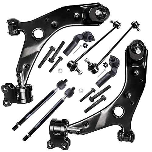Image of Detroit Axle - Front 8pc Control Arms Kit for 2004-2009 Mazda 3 Sport, 2006-2017 Mazda 5, 2 Lower Control Arms w /Ball Joints 4 Tie Rods 2 Sway Bars Suspension Kit Replacement