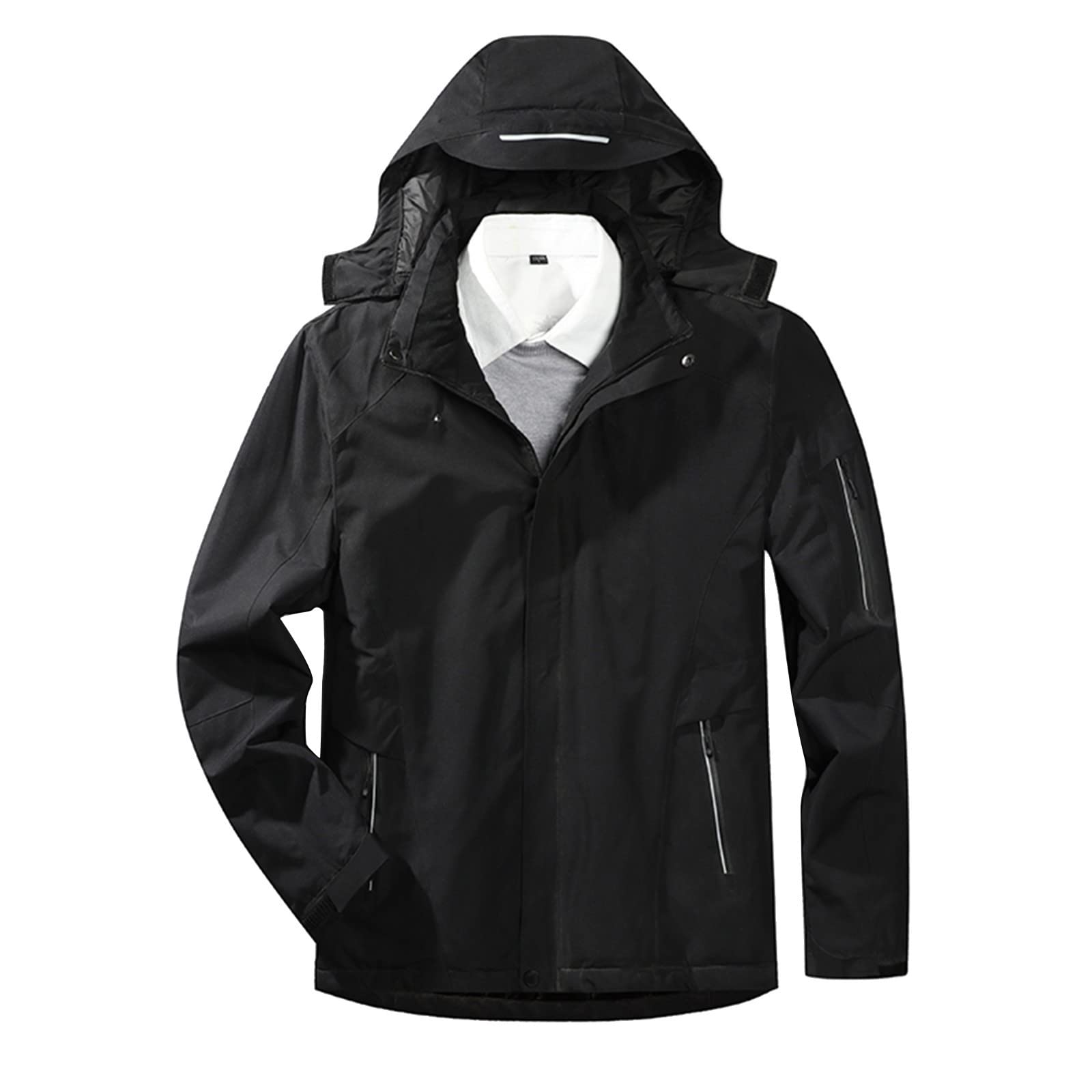 Generisch Chubasquero ligero para mujer Charging Soild Hat Chaquetas Senderismo Calefacción con Área Desmontable Chaquetas Terciopelo Calefacción USB Cálido 3 Color a Prueba de Viento Abrigo