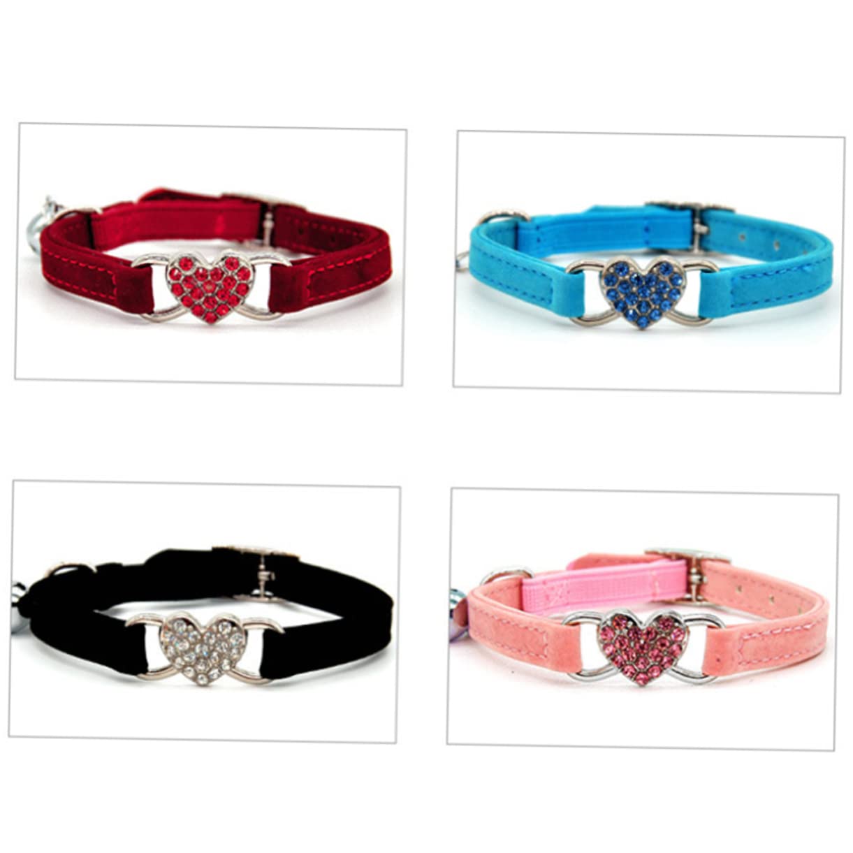 Ipetboom Lot De 2 Colliers pour Chat en Forme De Cœur avec Strass Brillants Et Clochette