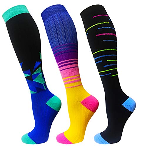 Compression Socks For Men & Women-3 Pairs,15-30mmHg is Best For Running,Athletic,Medical,Pregnancy and Travel