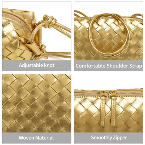 Image of Woven Crossbody Bags for Women Handmade Woven Purse Shoulder Bag Small Handbag PU Leather Purses Bag