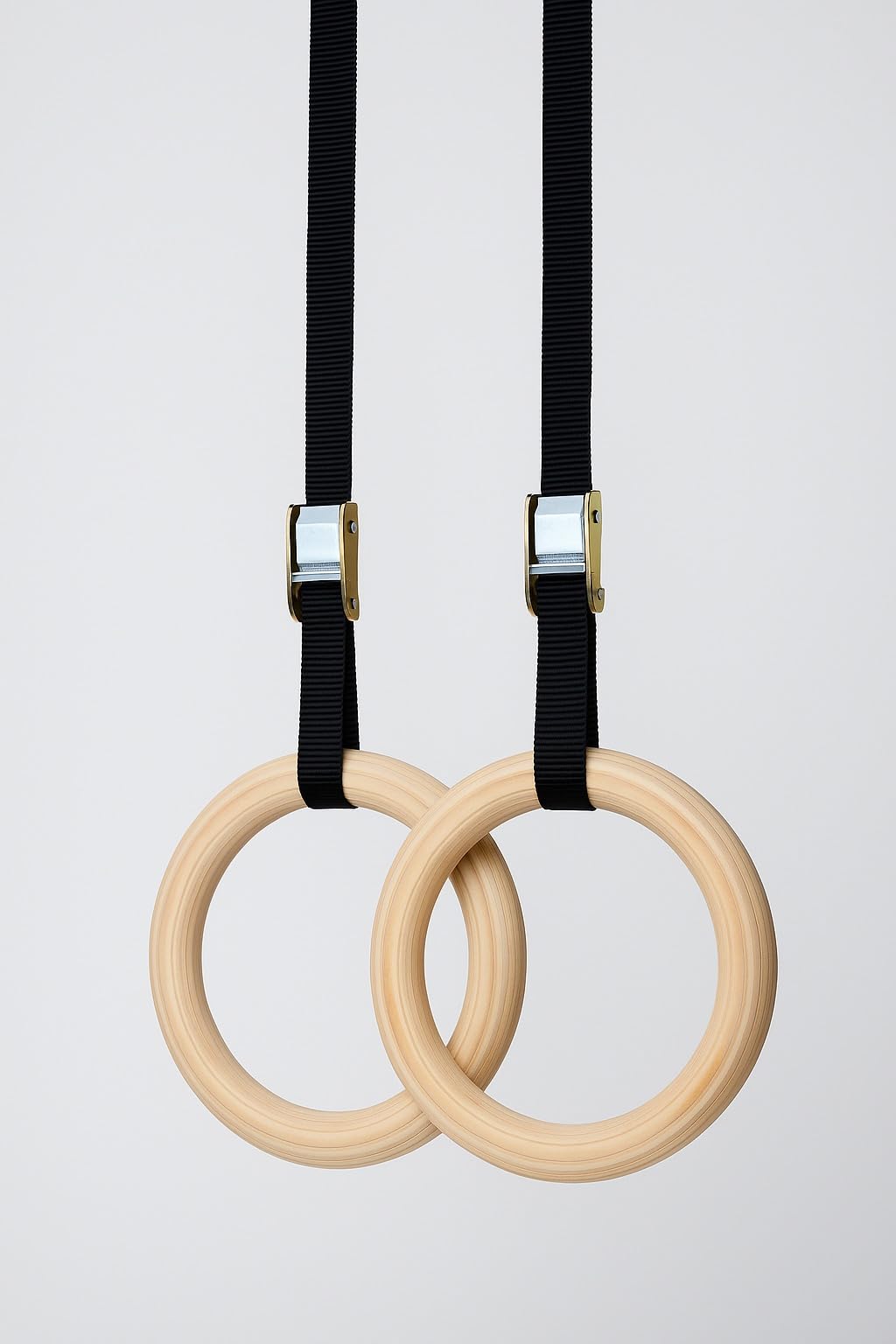 Wooden Roman Rings with Adjustable Straps, Steel Buckles for Strength Training, Gymnastic Rings for Muscle Growth, Grip & Shoulder Mobility, Unique Sports (White)-image-12