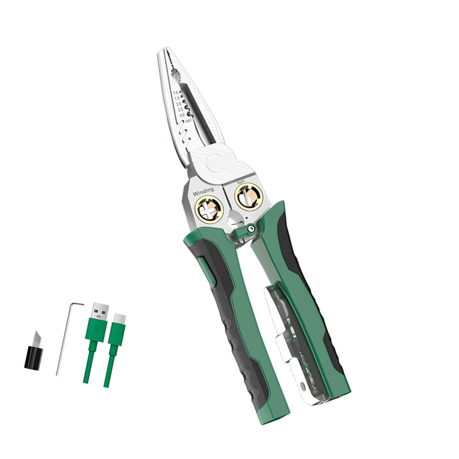 Multipurpose Electrician Tool Combining Wire Stripper Crimper and Voltages Tester Electrician Tool for Safe Wiring Wire Cutter