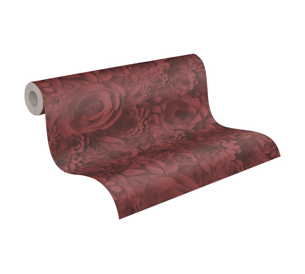 A.S. Création PintWalls 387183 - Papel Pintado Fieltro Efecto 3D - 10,05m X 0,53m - Color Rojo