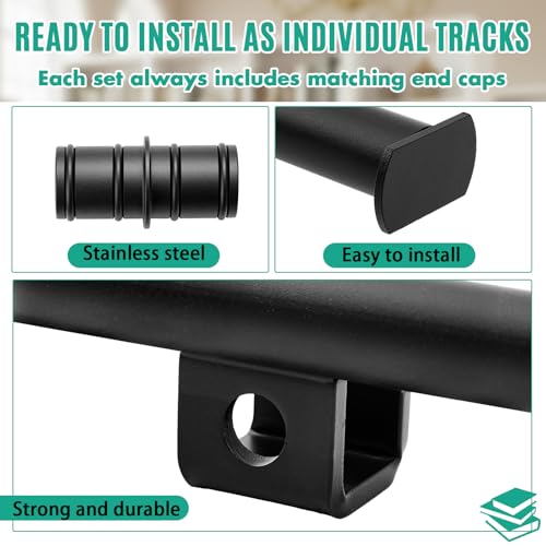 Image of Zonon 4 ft Metal Extension Track for Hook Rolling Kit System for Rolling Library Step Ladder No Rollers, No Ladder