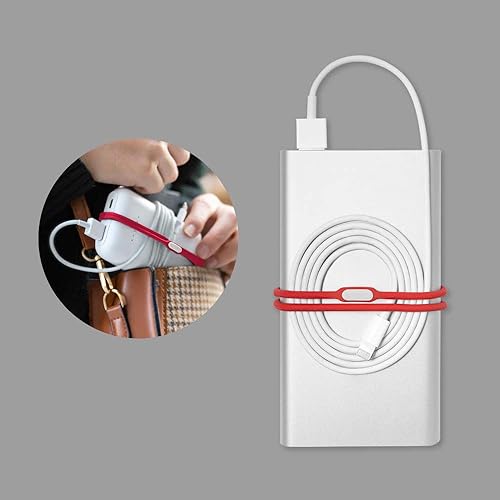 Miniatura 7 de BONE Brida de cordón doble (3 paquetes), organizador de cables y organizador de cables, brida de silicona reutilizable y lavable con diseño de doble