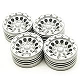 MOHERO 1/10 1.9'' Alloy Beadlock Wheel Rims for RC Cralwer Axial SCX10 CC01 D90 Pack of 4 (Matte Sil