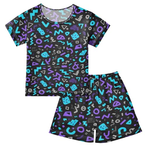 Pajama Sets Graffiti Pattern Short Sleeve Summer Sleepwear 2 Piece Pjs - Main Image