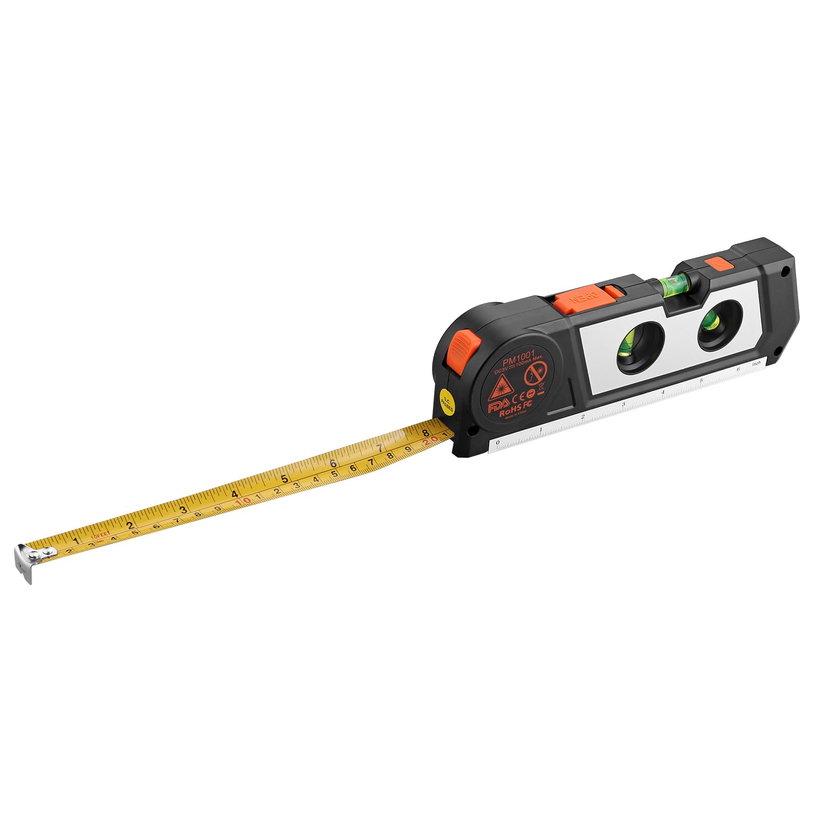 Neoteck Livella Laser 4 in 1 con 3m/9.8ft Metro Nastro+Livella+17cm Regolo Livella Laser Multiuso con Doppia Testa Laser Livello Laser a Infrarossi per Appendere Quadri Armadi Piastrelle e Pareti