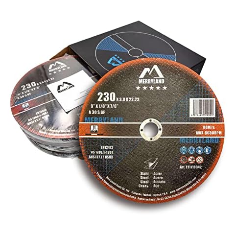 Merryland Cut Off Wheel 9 inch for Angle Grinder, Metal Cutting Wheel 9 X 1/8 X 7/8 25 Pack, Iron Steel Cutting Disc, Expert-Line E11113042 Cover