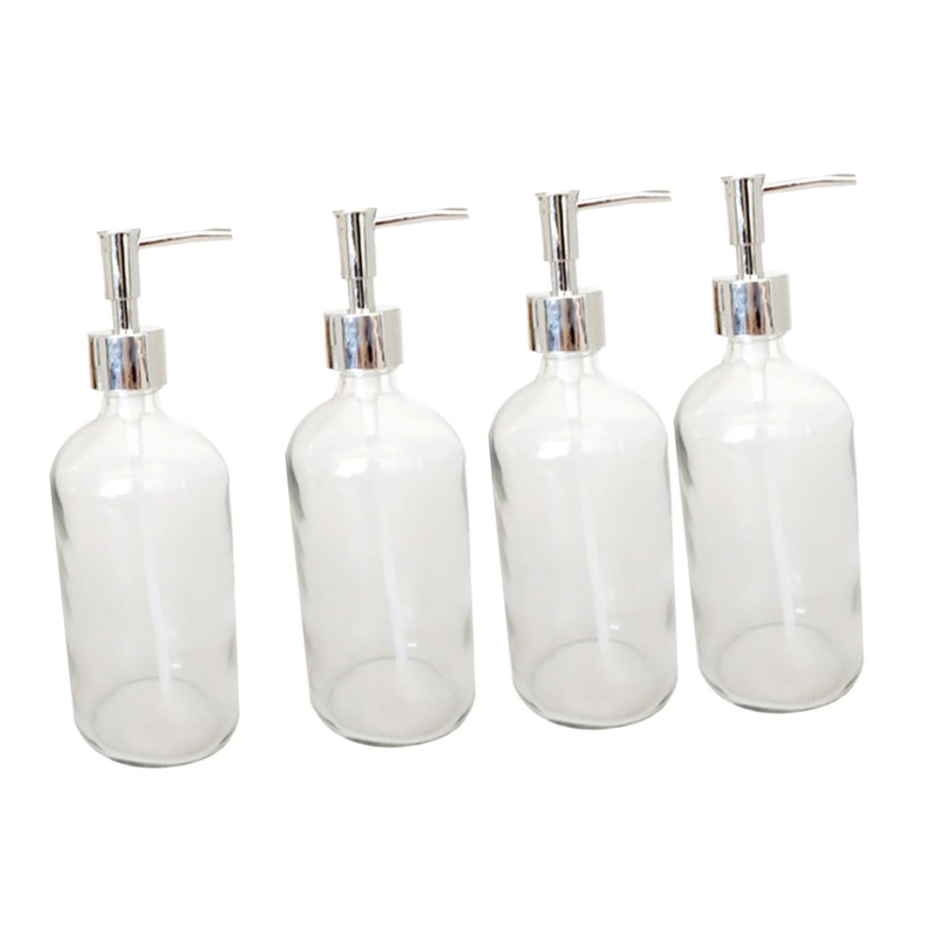 Botellas de Loción de Vidrio 500ml con Bomba, 4 Piezas de Color Blanco