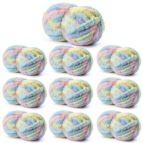 Image of Chunky Jumbo Chenille Yarn Candyfloss 10 Pack